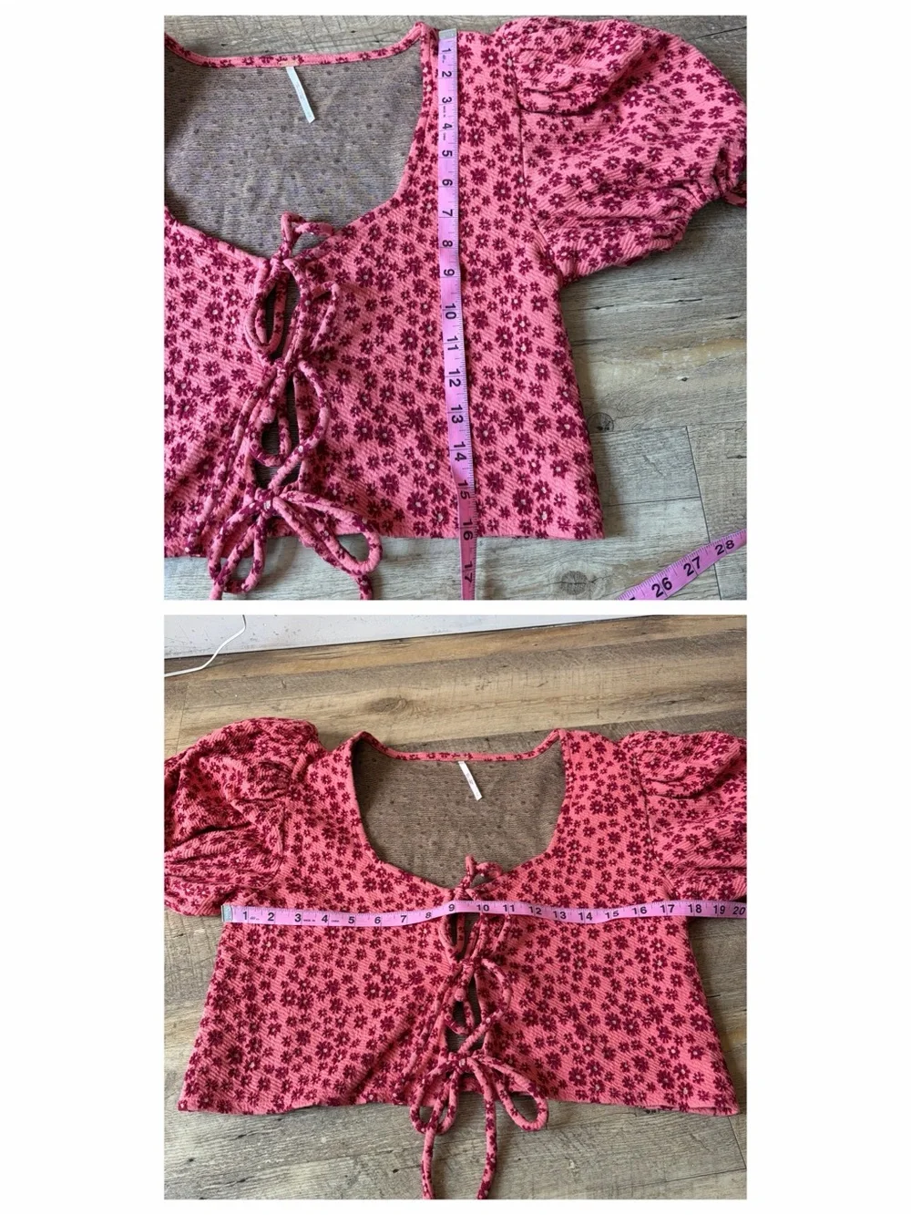 Free People Ditsy Floral Sweet Sun Tie Front Top in Salmon Combo Flirty Romantic
